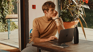Person working on a laptop