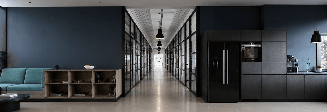 Modern office hallway