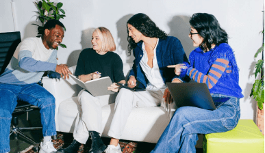 Small team collaborating on a project