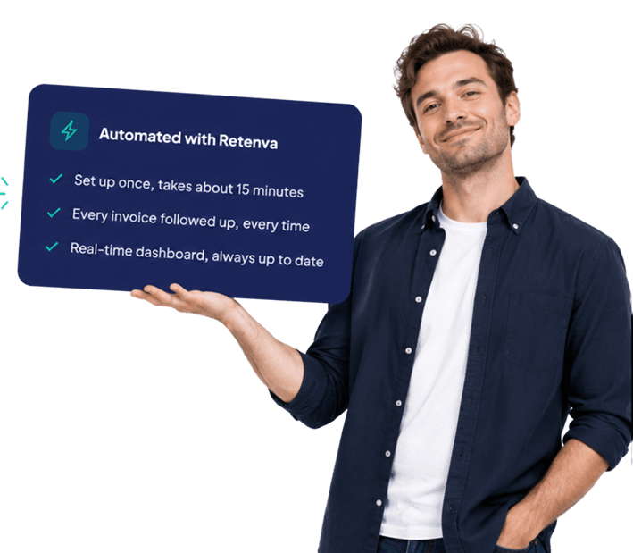 Business owner showing Retenva automation
